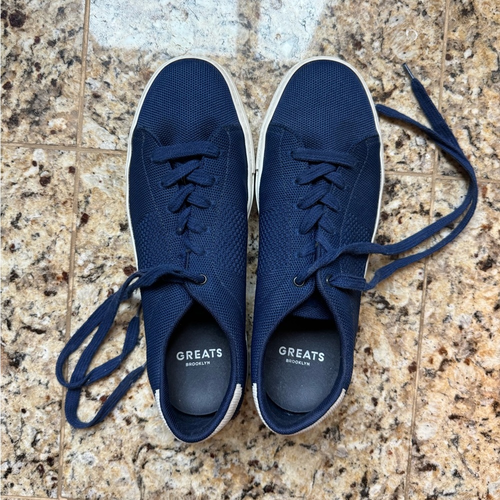 GREATS Men's Navy Royale Knit Lace Up Sneakers